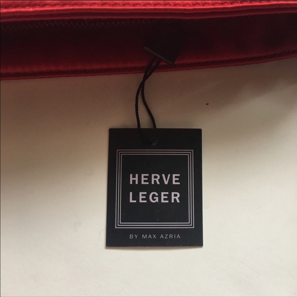 NEW•Herve Leger•Red Cabernet Clutch- Gorgeous Unique Satin Bag - Picture 4 of 15